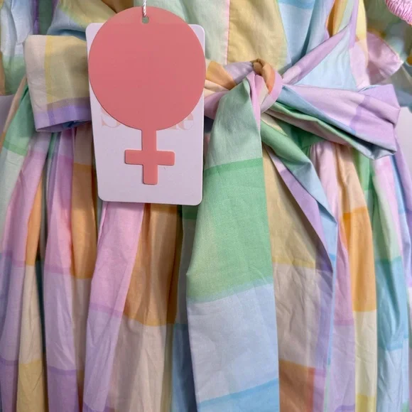 Selkie The Brunch Market Dress Pastel Plaid Puff Sleeve Midi NWT Size 2X - Picture 9 of 10